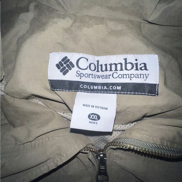 Columbia Mens Windbreaker Jacket Collar Lined Taupe Green XXL EUC - Picture 9 of 10
